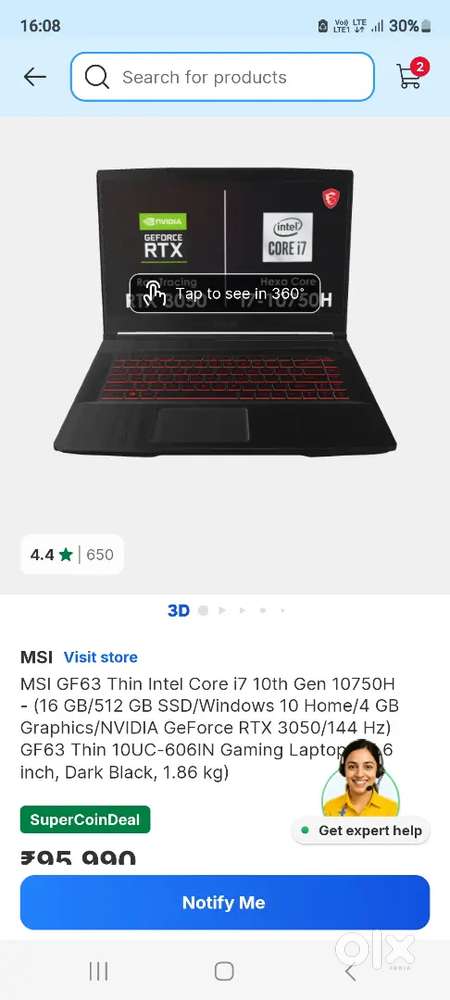 MSI GF63 10750H
