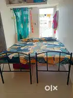 Folding iron bed with mattress