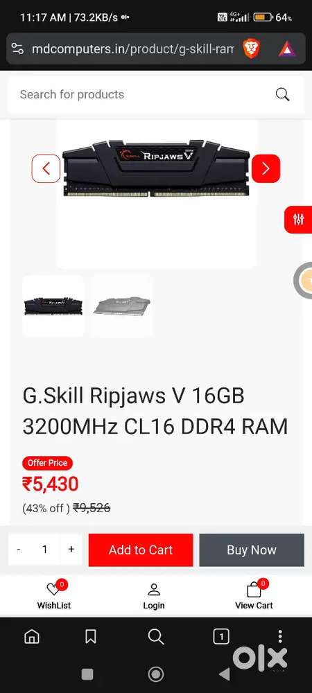 G.skill ripjaws ddr4 ram 16gb×2 3600mhz
