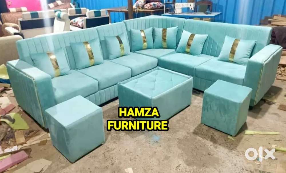 HAMZA FURNITURE New designer stylish luxury look plywood L SHAPE SOFA