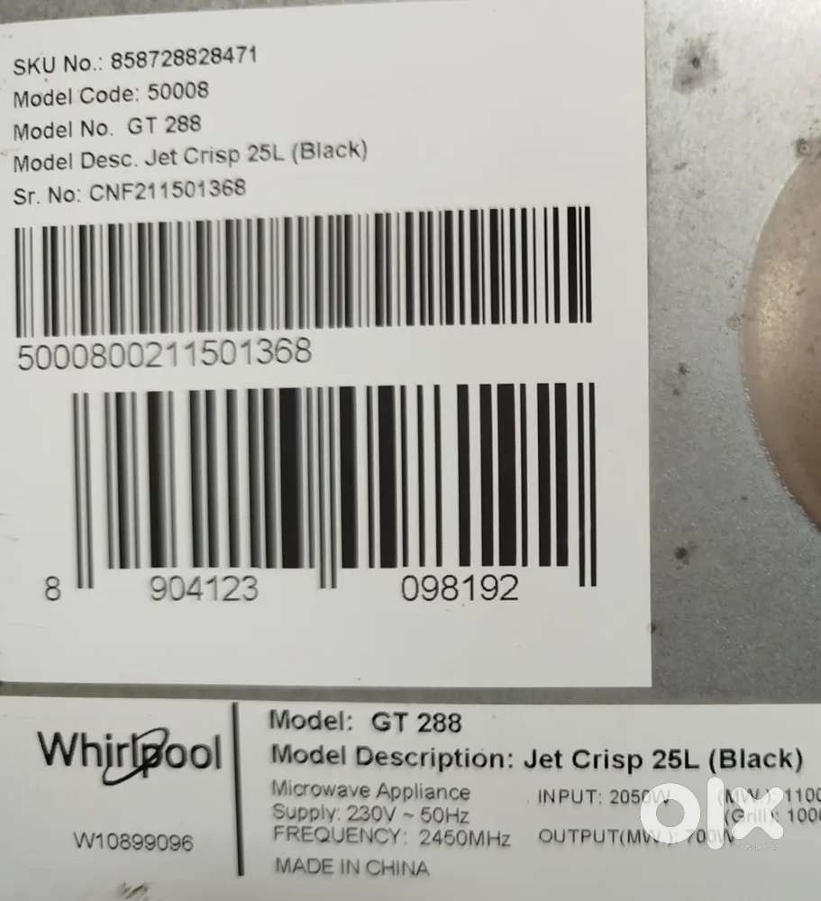 Whirlpool Microwave oven 25L