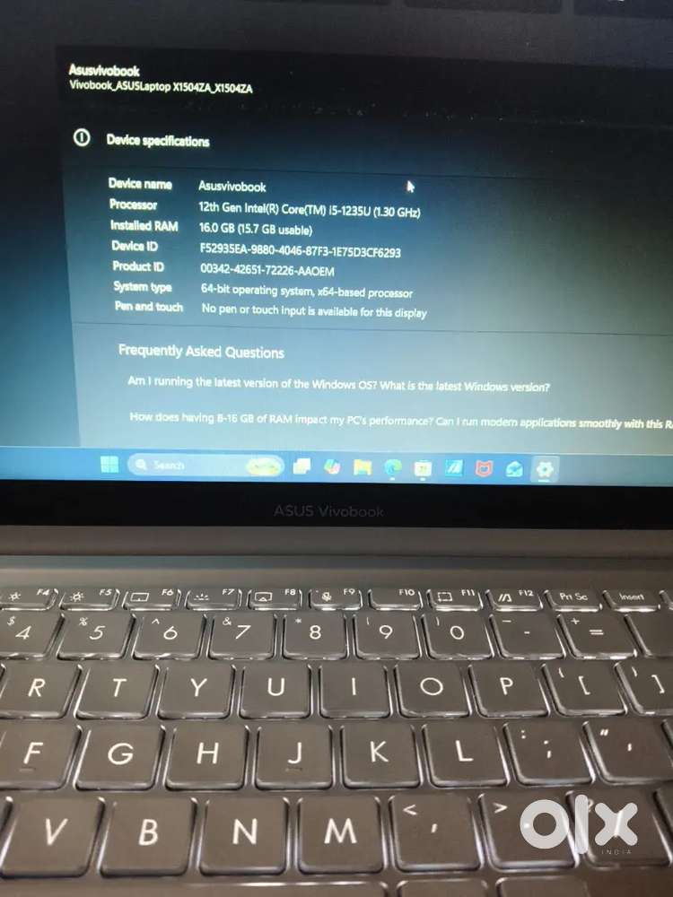 Laptop Asus vivo book 15 intel i5 12th generation