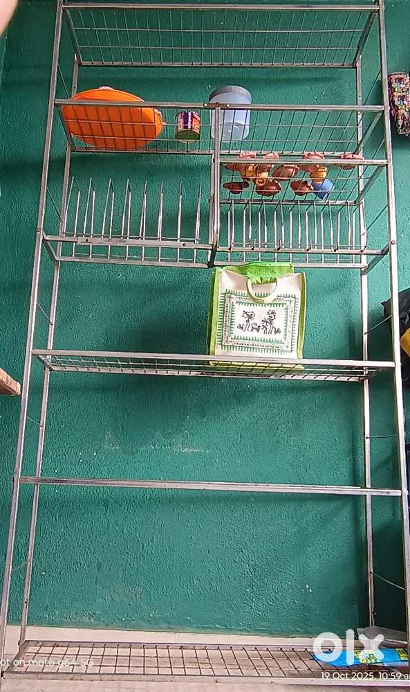 Big size kitchen rack of 6 layers of stainless steel material.