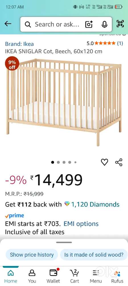 Brande baby sleeping bed