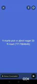 9 marle plot in abrol nagar 20 ft road  5lakh per marla