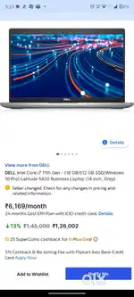 Dell 5420 (touch screen)  intel i7 - 11th generation, 16 gb ram laptop