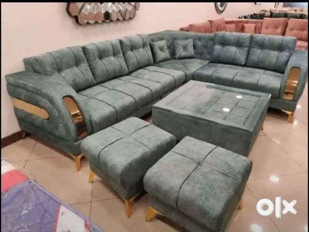 L shape sofa set with designing handle and comfortable sitting