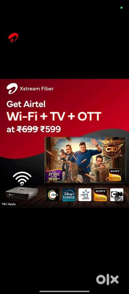 Airtel Wifi DTH sales 599 only