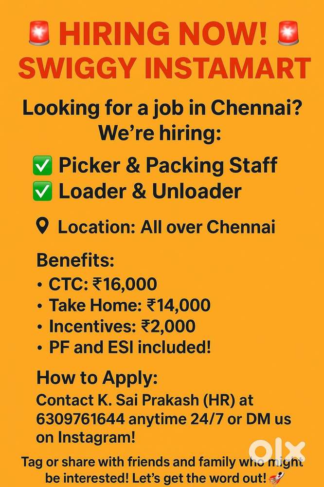 picker & packer and loader & swiggy instrmart