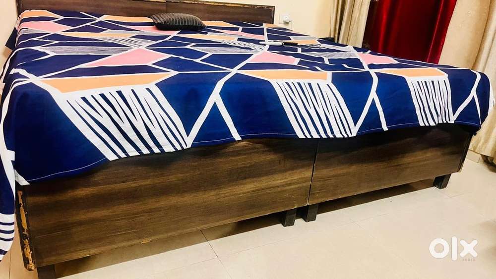 Double bed with storage box and mattress