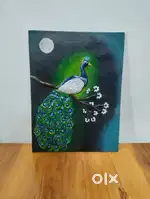 Beautiful Peacock painting on canvas board (unframed)