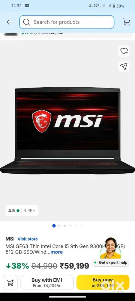 Msi GF 63 thin emergency sell