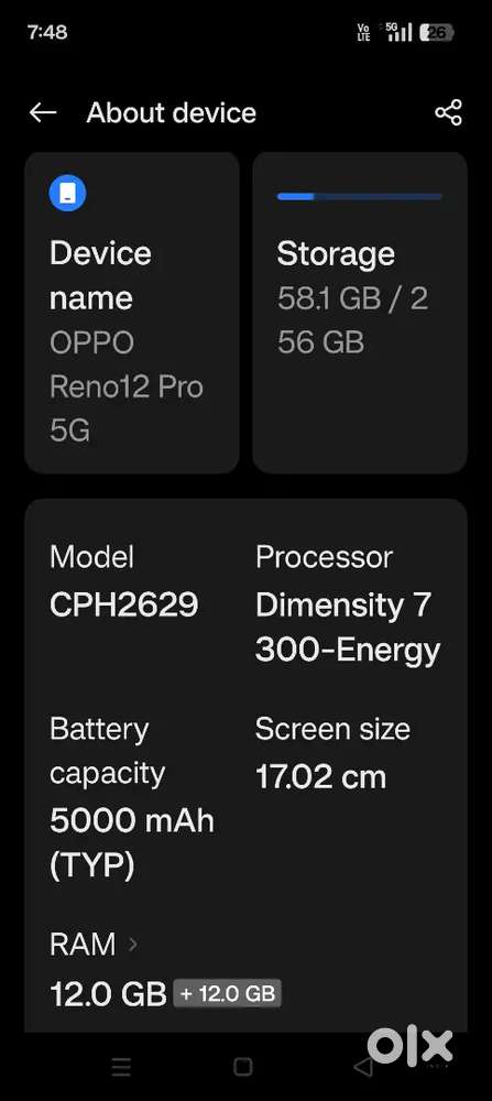 RENO 12 PRO. 12/256  OPEN BOX BRAND NEW 37000/- BILL