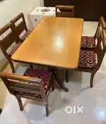 Solid teak wood dining table with 6 chairs