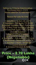 Sony X80K 75 Inch LED Polk 7.1 Home Theatre