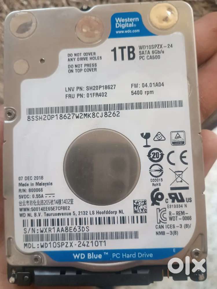 WD hard drive 1TB for sale with one year warranty