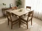 4-Seater Marble Dining Table with Chairs – Elegant & Durable