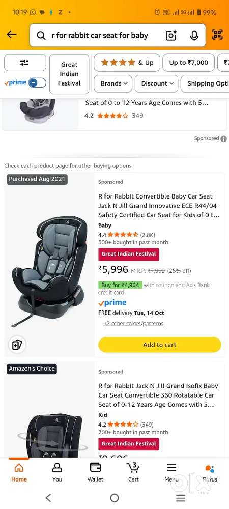 Car seat available for sale
