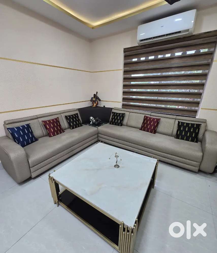 16 seater sofa with leatherette material.