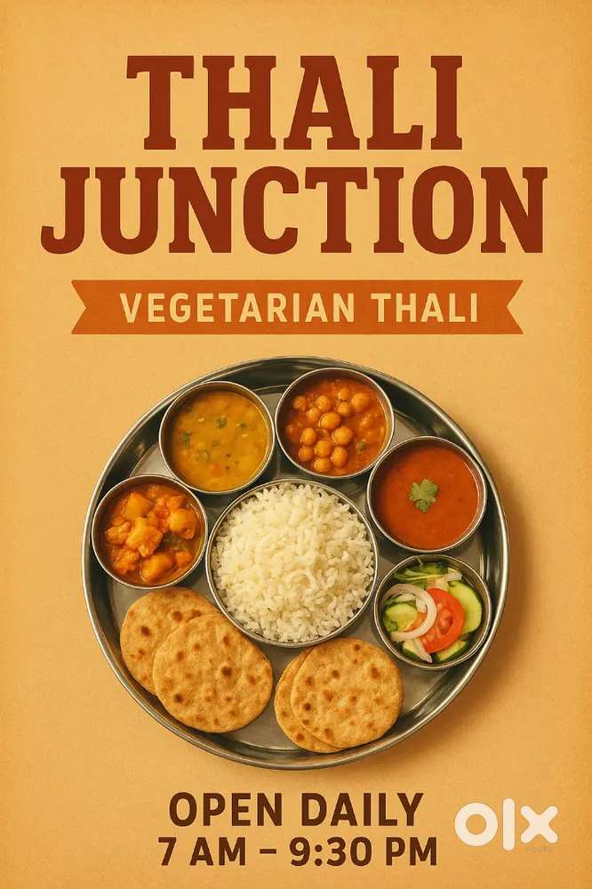 Chef ki jaroorat hai veg. Thali restaurant ke liye.