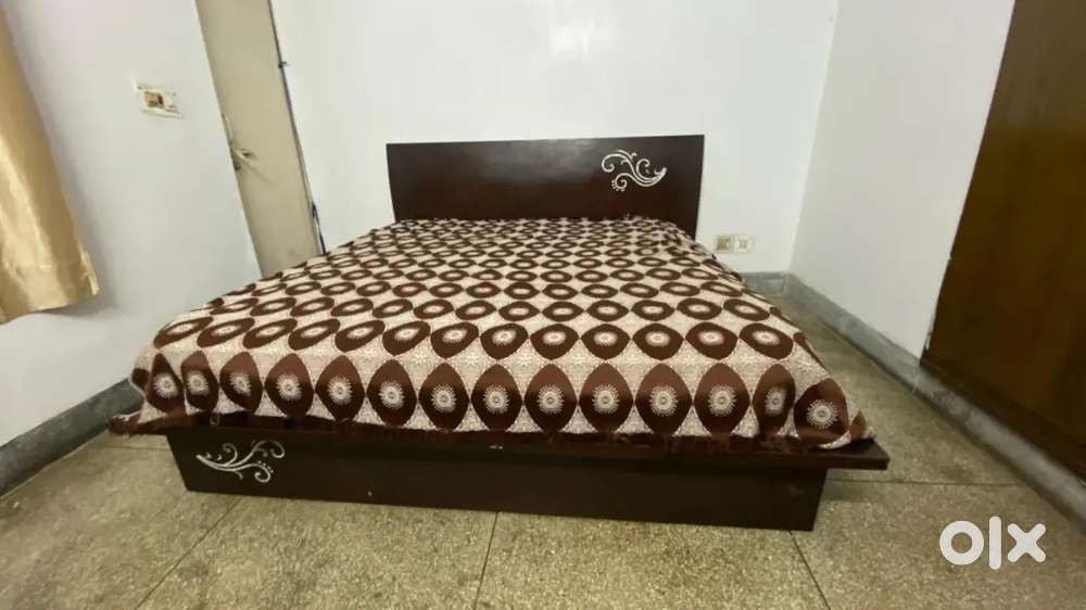 Solid Wooden Bed with Mattress & Storage