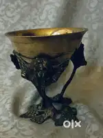 Antique pure brass solid heavy  bowl with angle stand 16/14