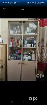 Computer table and wooden almirah