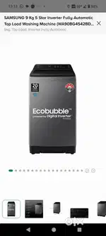 SAMSUNG Washing Machine Top Load 9KG