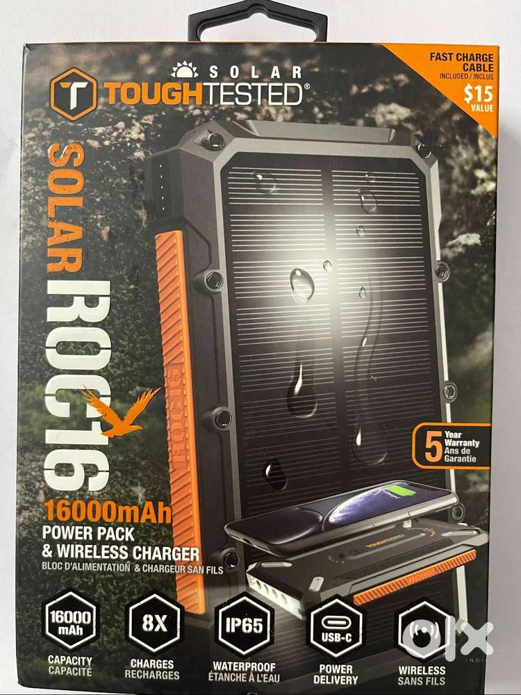 SOLAR POWERED POWERBANK, WIRELESS CHARGING, TORCH - FROM USA - ₹3501