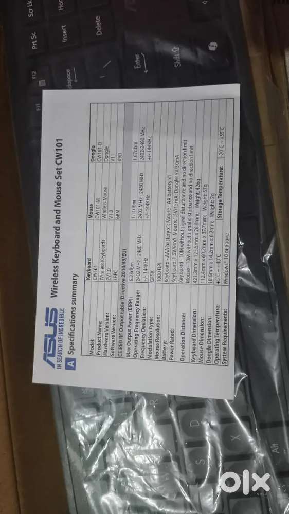 Asus Wireless Keyboard & mouse set