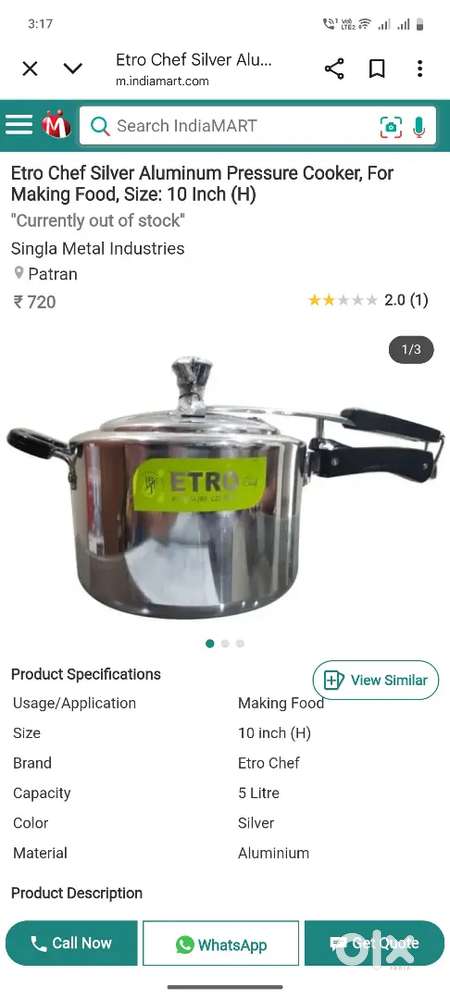 ETRO 3 LTR cooker
