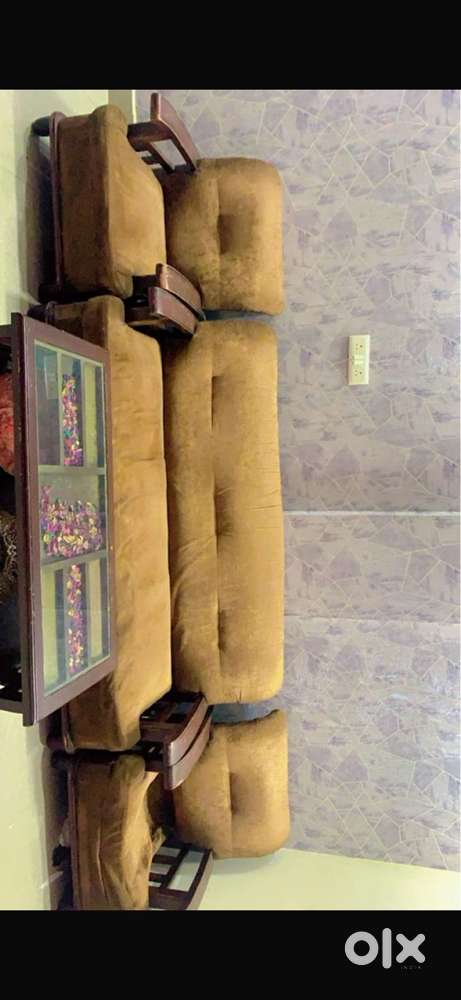 3swater sofa set with two seats set and glass table