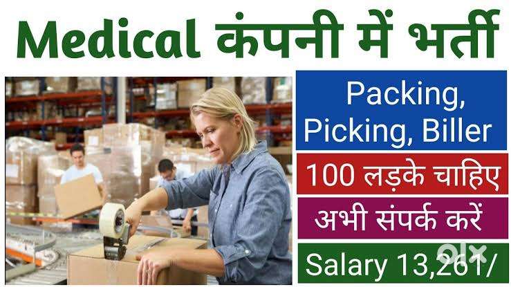 मेडिकल गोदाम में काम करने के लिए लड़के और लड़कियों की आवशयकता है।