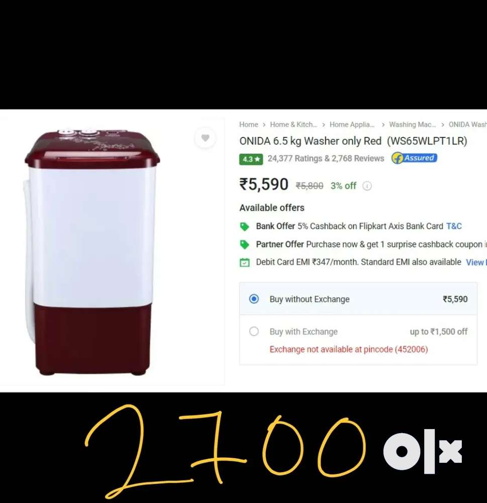 Onida 6.5 kg Washing machine