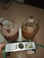 Single Burner Gas Chulha + 2 Small Cylinders + Pipe & Regulator