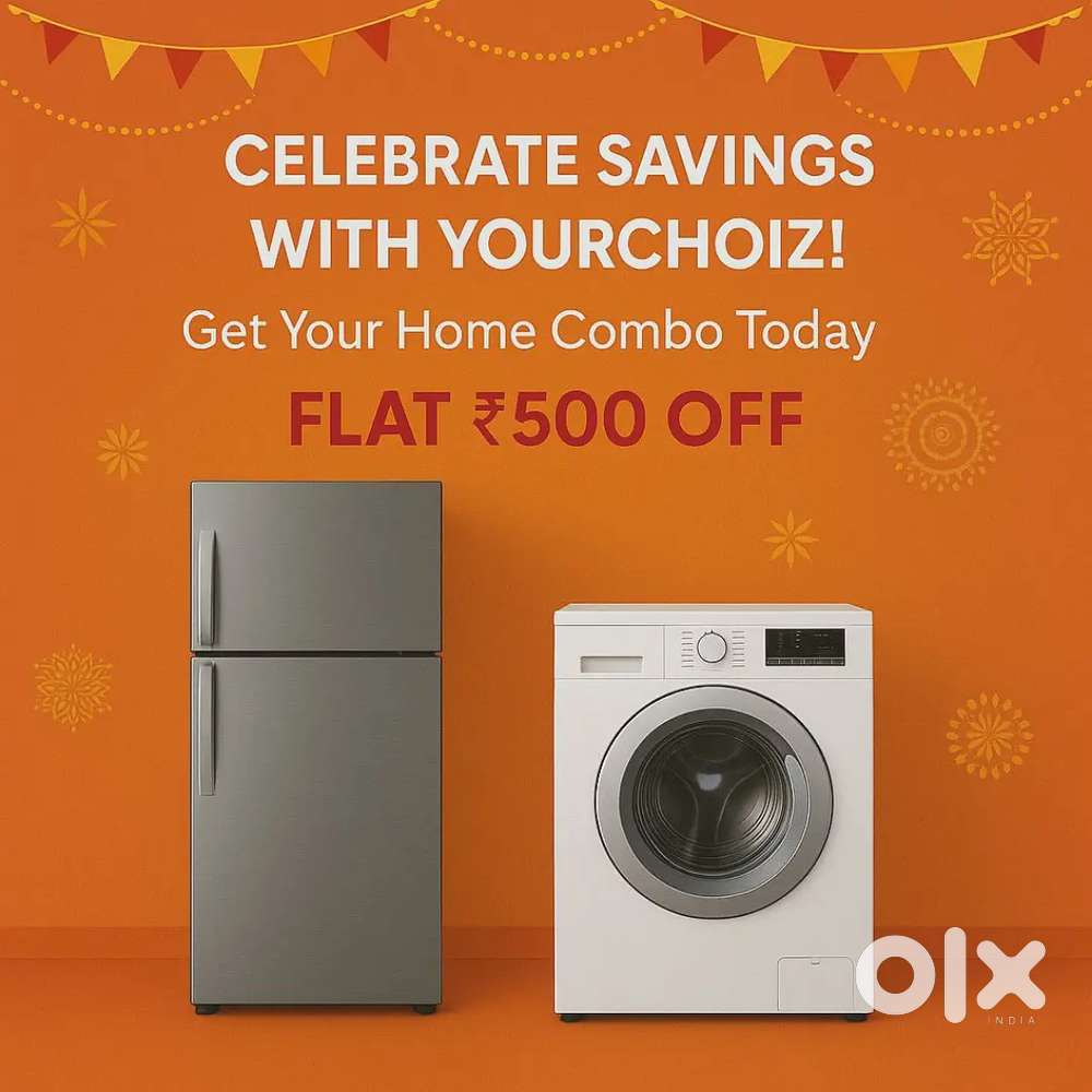 Double door fridge and front load washing machine inworking condition