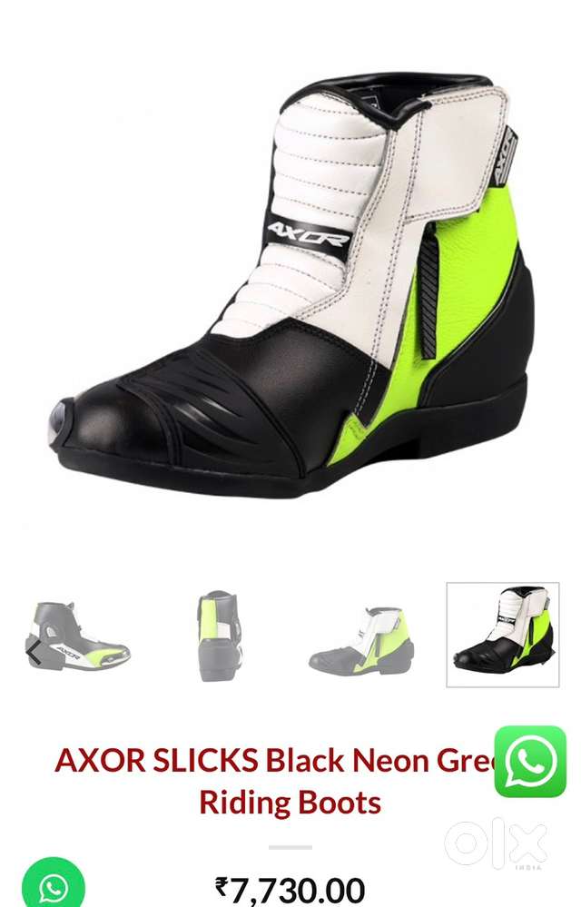 AXOR SLICKS Black Neon Green Riding Boots