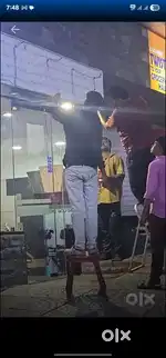 Sign board worker, led letter fixing