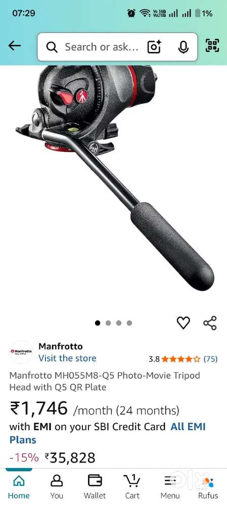Manfrotto Tripod With carbon fiber legs