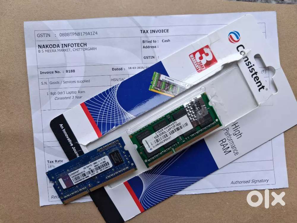 8 Gb Consistent DDR3 Laptop RAM with 3 years warranty