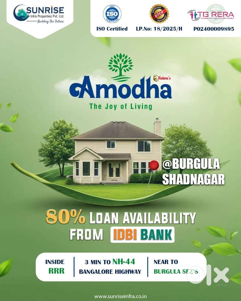 165 square yards open plots available for sale in Shadnagar