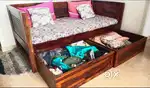 Sheesham Wood Sofa with Storage and Foam
