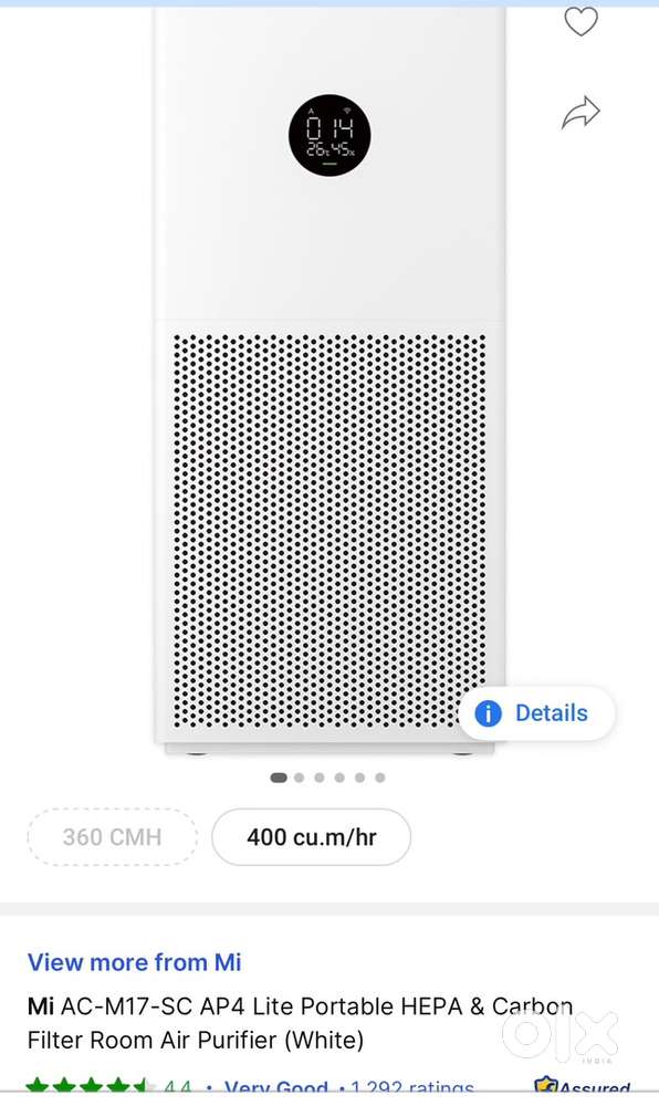 Air Purifier Mi AC-M17-SC AP4 Lite Portable HEPA