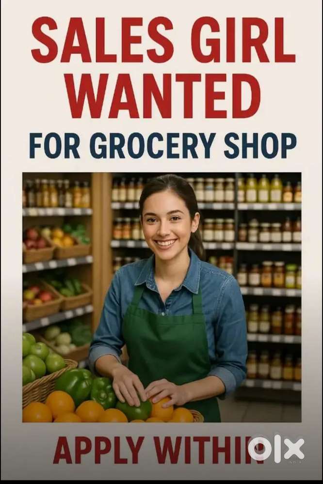 Wanted sales girl for groceries Shop