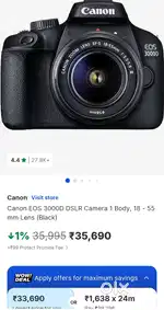 New Canon 3000D DSLR Camera 5 Months old 18-55mm Great Condition