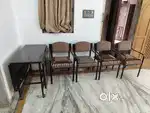 Powder coated folding dining glass table with chair for sell