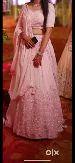 Baby pink colour lengha wear once