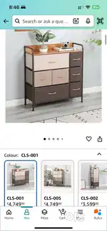 Fabric chest of drawers/shelf