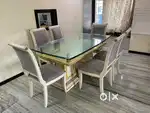 Luxury italian marble 6 seater dinning table with chairs