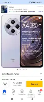 redmi A4 5G ,memory-4/128